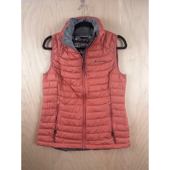 Columbia Women’s Omni-Heat Insulated Vest Medium Coral Zip Puffer - Picture 2 of 9